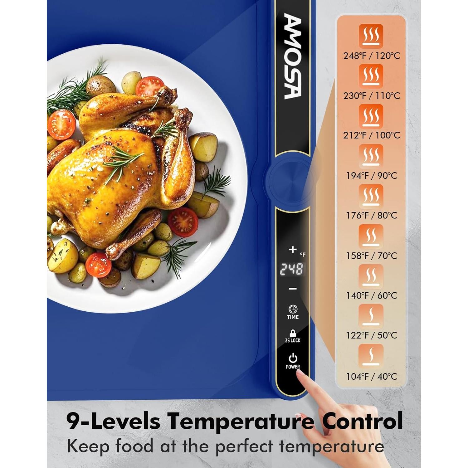 Alfombrilla Calentadora de Comida AMOSA 330W Azul 58.4x38.1cm