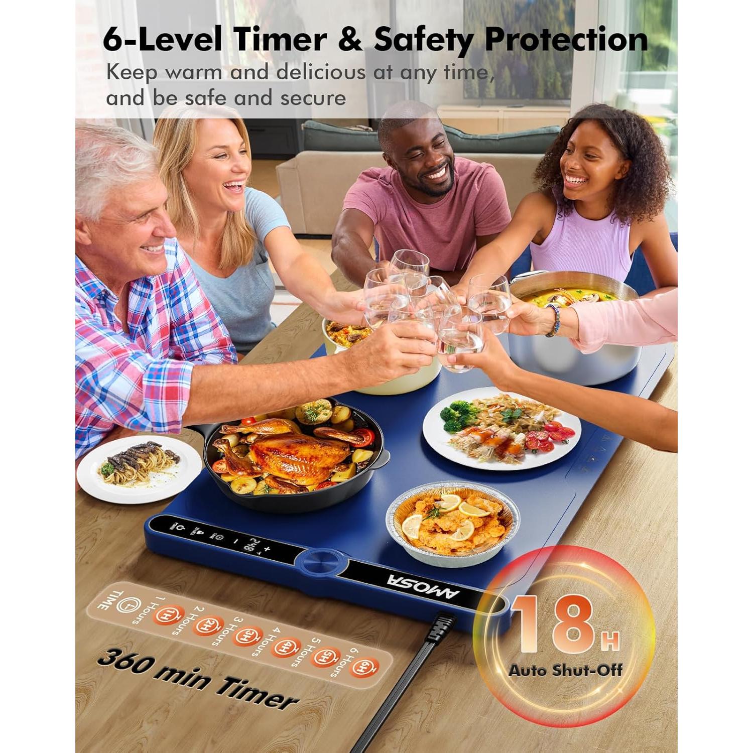 Alfombrilla Calentadora de Comida AMOSA 330W Azul 58.4x38.1cm