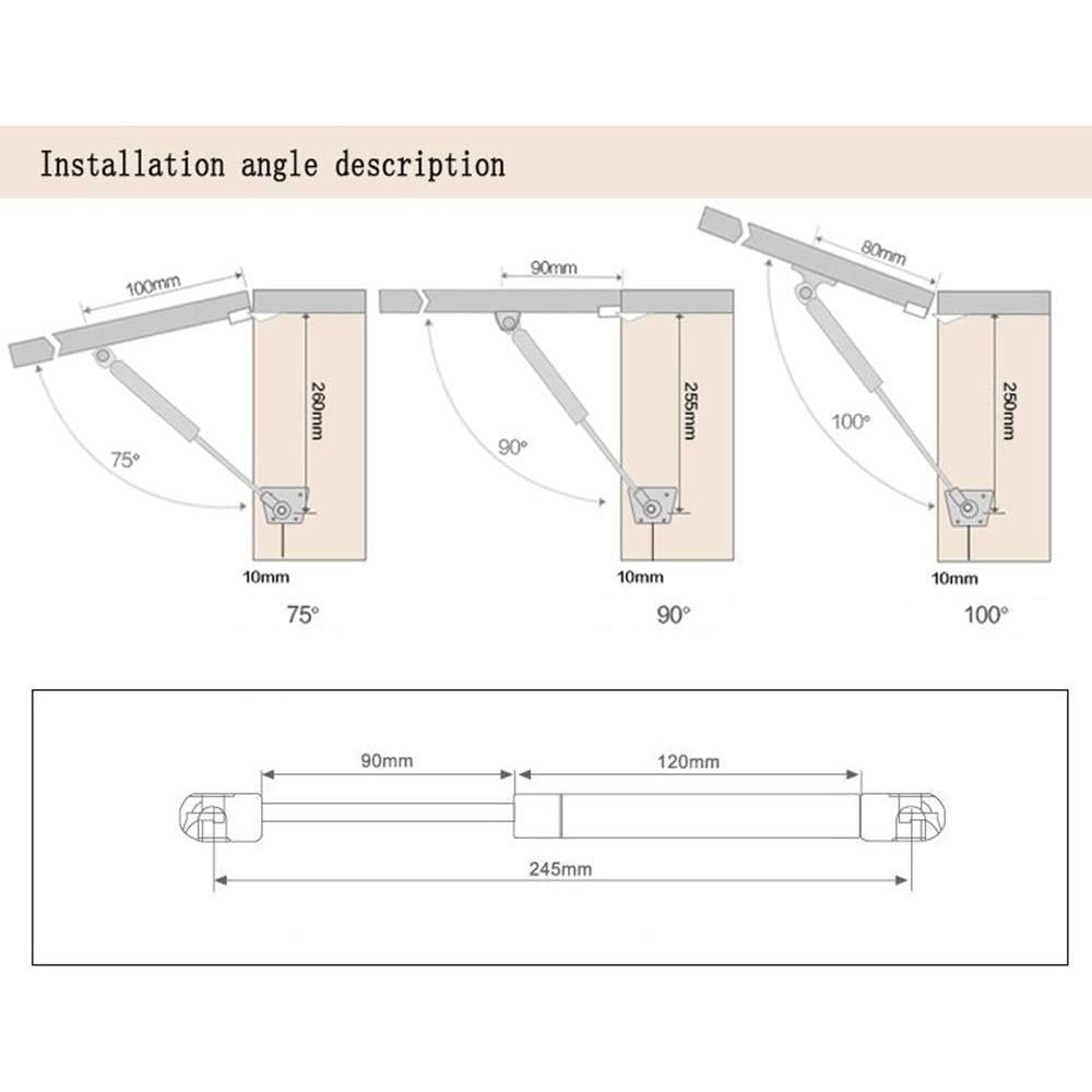 Amortiguadores de Gas WANLIAN 100N 2 Unidades Cierre Suave