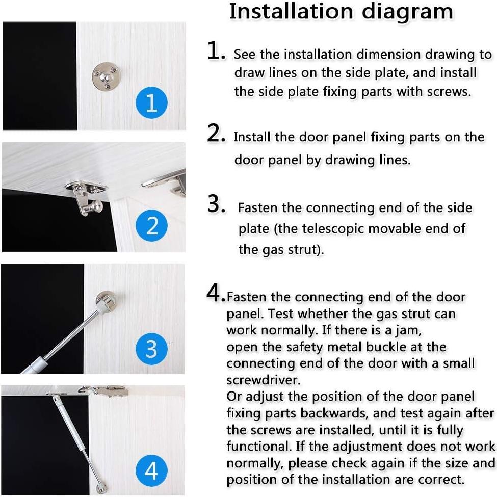 Amortiguadores de Gas WANLIAN 100N 2 Unidades Cierre Suave