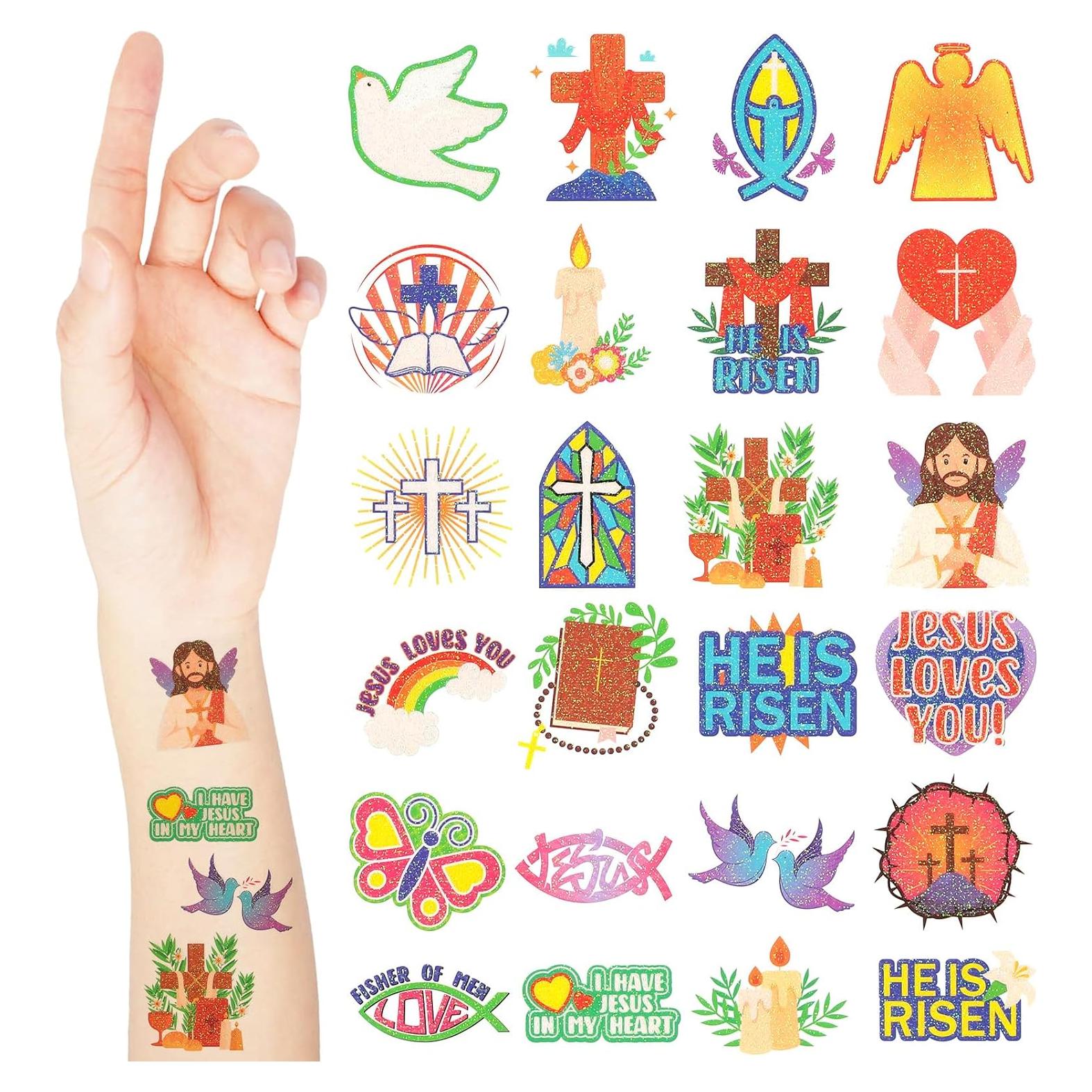 Tatuajes Temporales Religiosos Brillantes Landhoow 240 Pcs