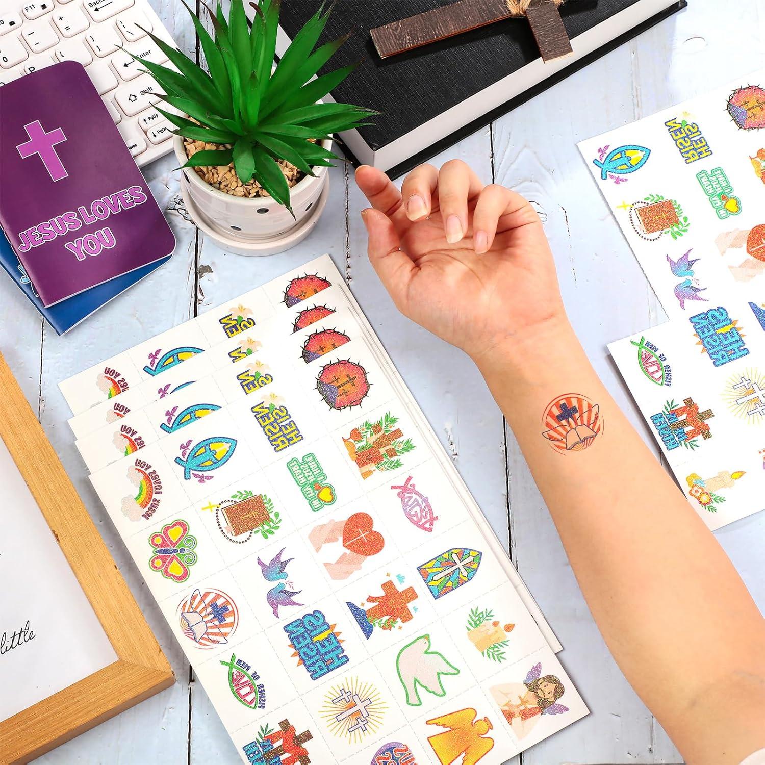 Tatuajes Temporales Religiosos Brillantes Landhoow 240 Pcs