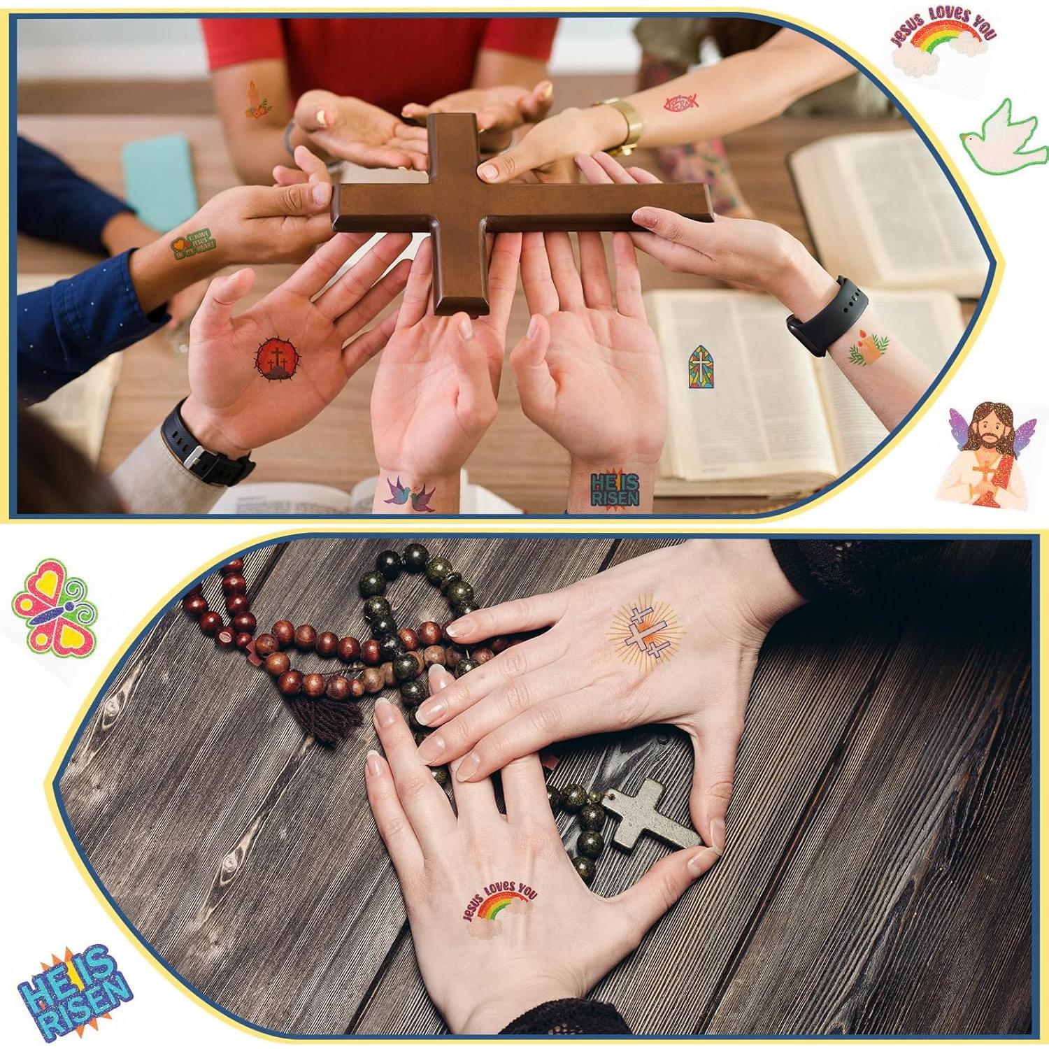 Tatuajes Temporales Religiosos Brillantes Landhoow 240 Pcs