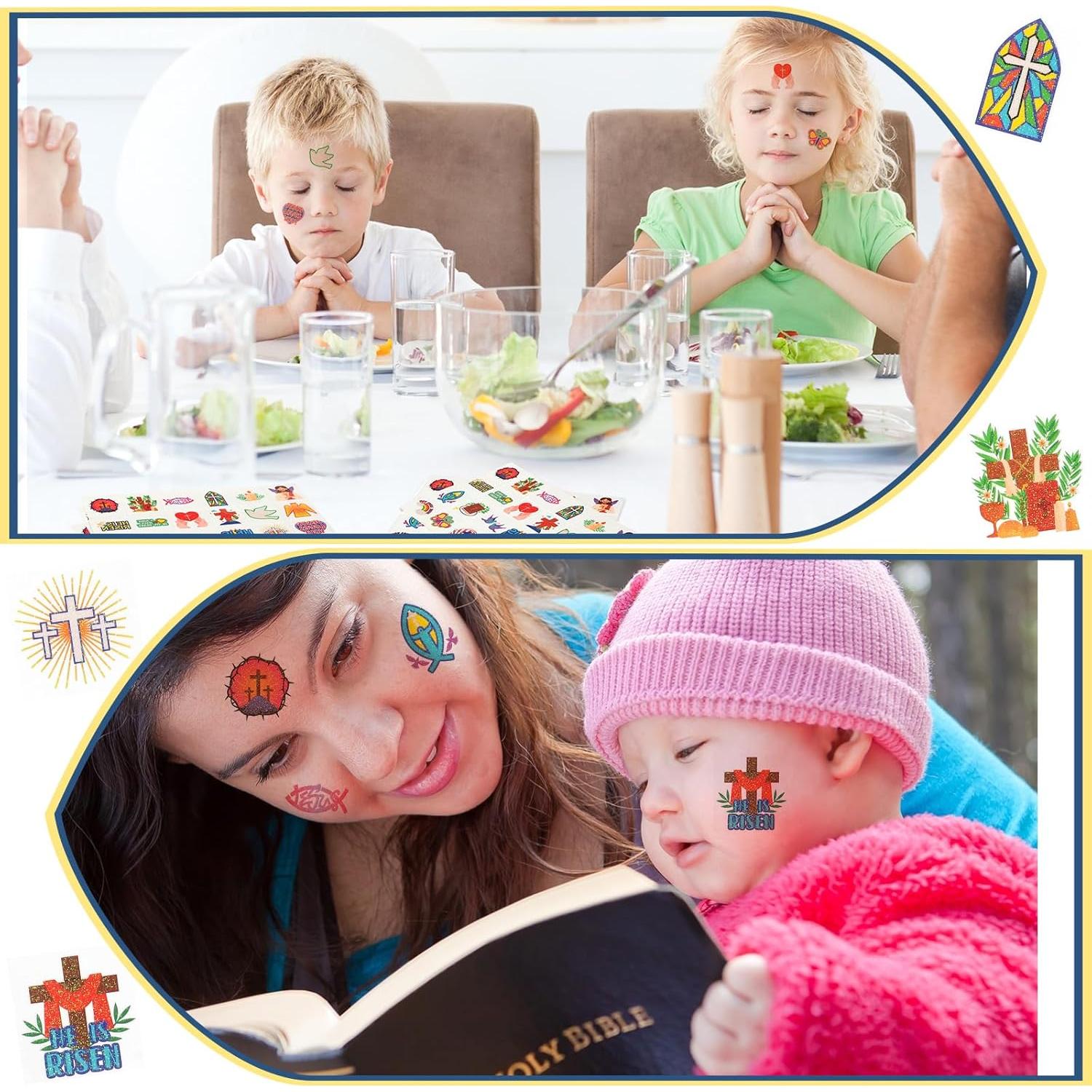 Tatuajes Temporales Religiosos Brillantes Landhoow 240 Pcs