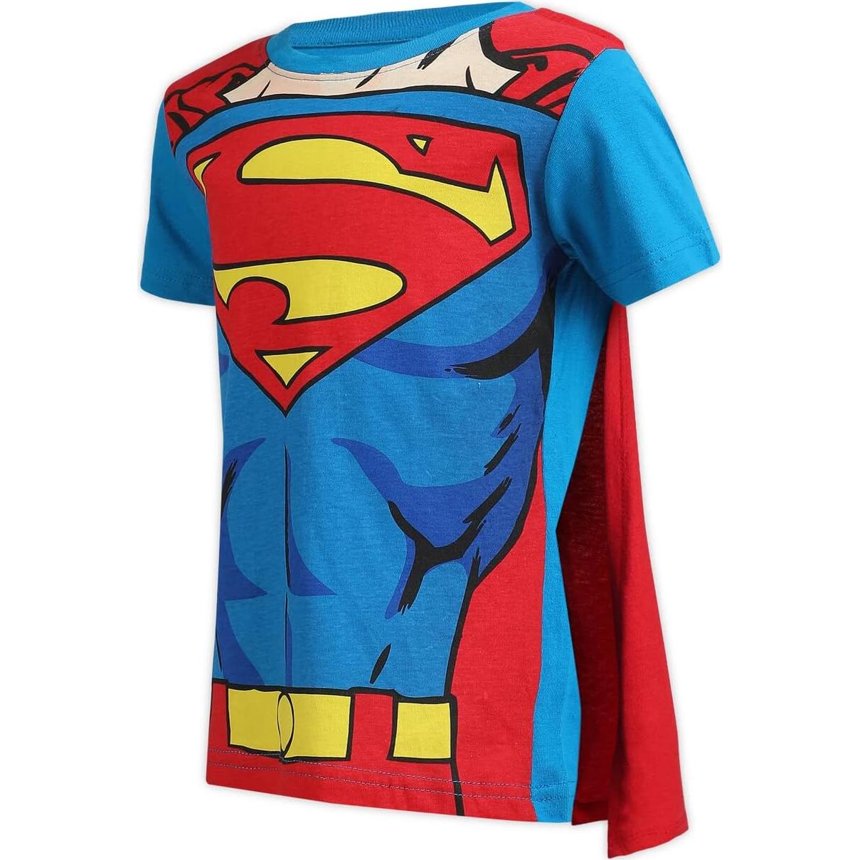 Camiseta Superman para Niños con Capa Desmontable 100% Algodón