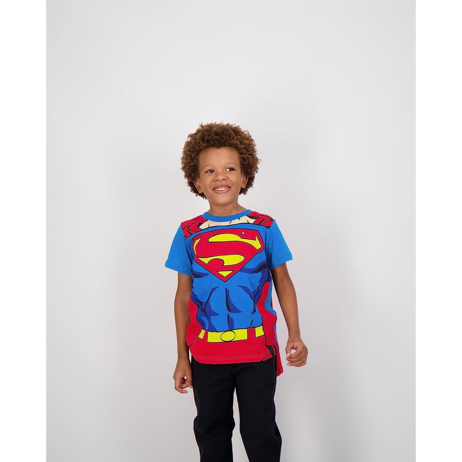 Camiseta Superman para Niños con Capa Desmontable 100% Algodón