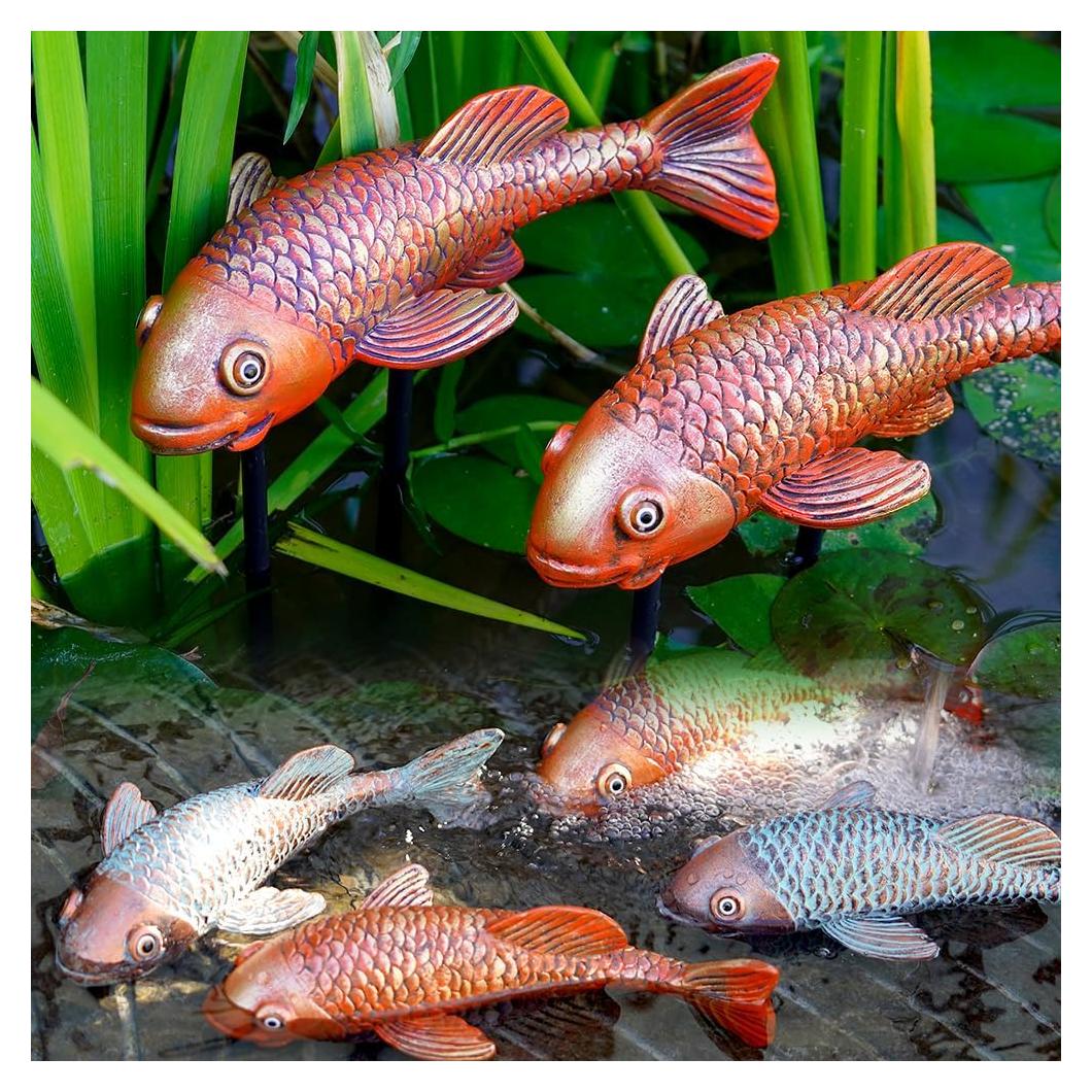 Estatuas de Jardín Koi VKEVOC - Cerámica Resistente a la Intemperie