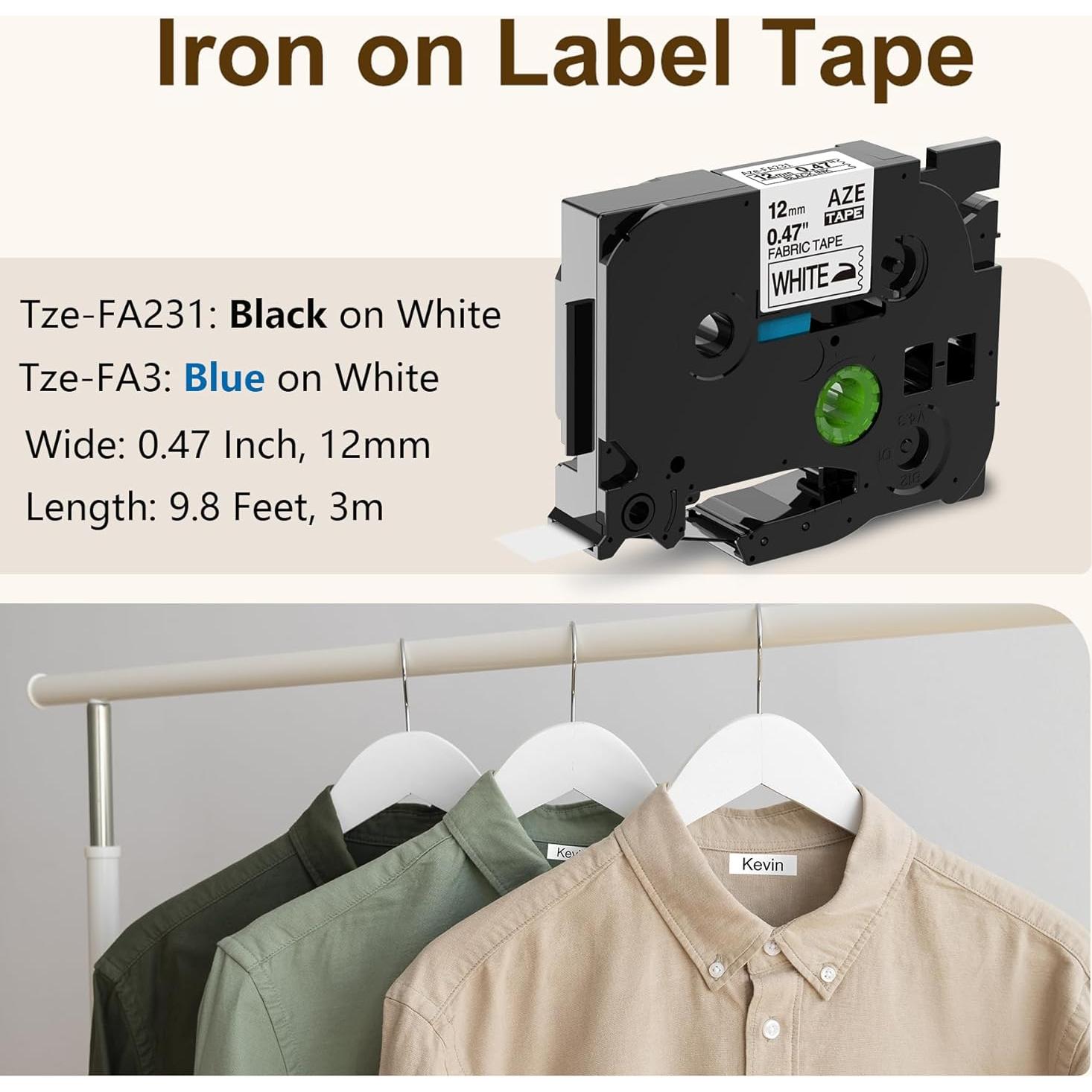 Cintas de Etiquetas de Ropa Fimax TZe-FA3 y TZe-FA231 12mm