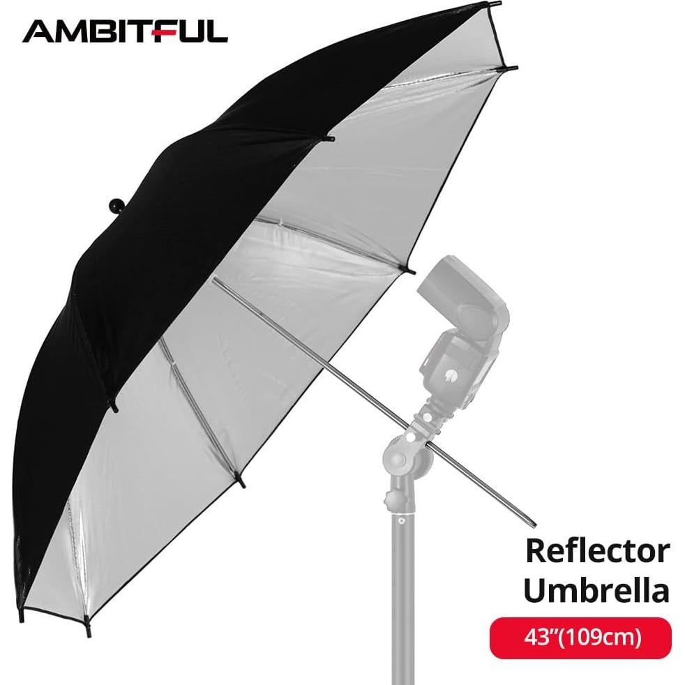 Paraguas Reflectante AMBITFUL 108cm Negro Plateado x2