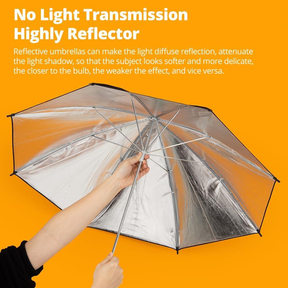 Paraguas Reflectante AMBITFUL 108cm Negro Plateado x2