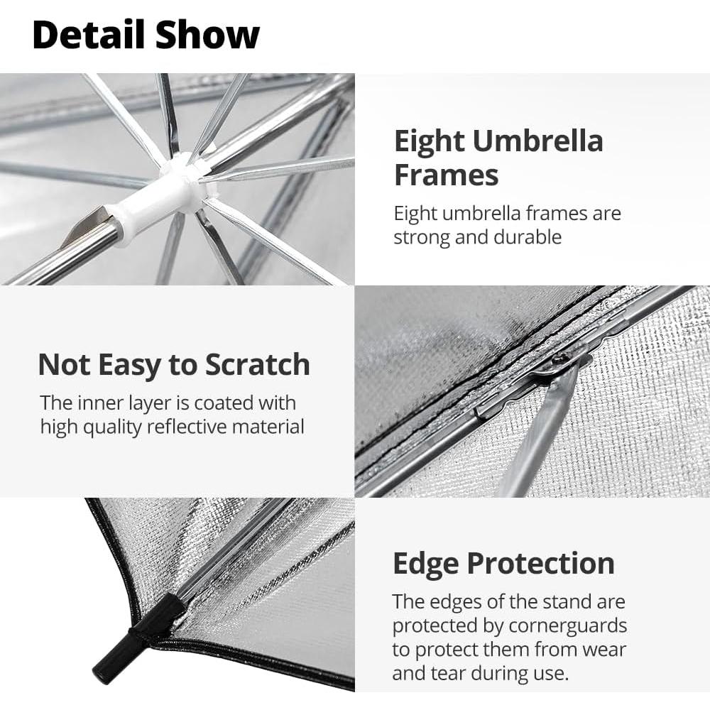 Paraguas Reflectante AMBITFUL 108cm Negro Plateado x2