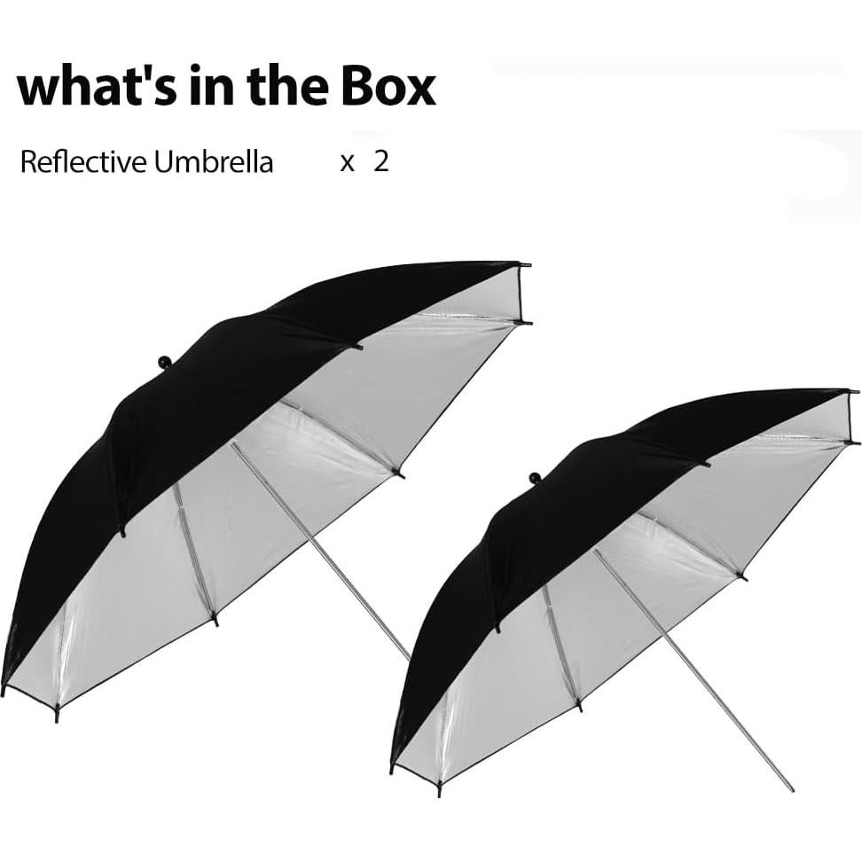 Paraguas Reflectante AMBITFUL 108cm Negro Plateado x2
