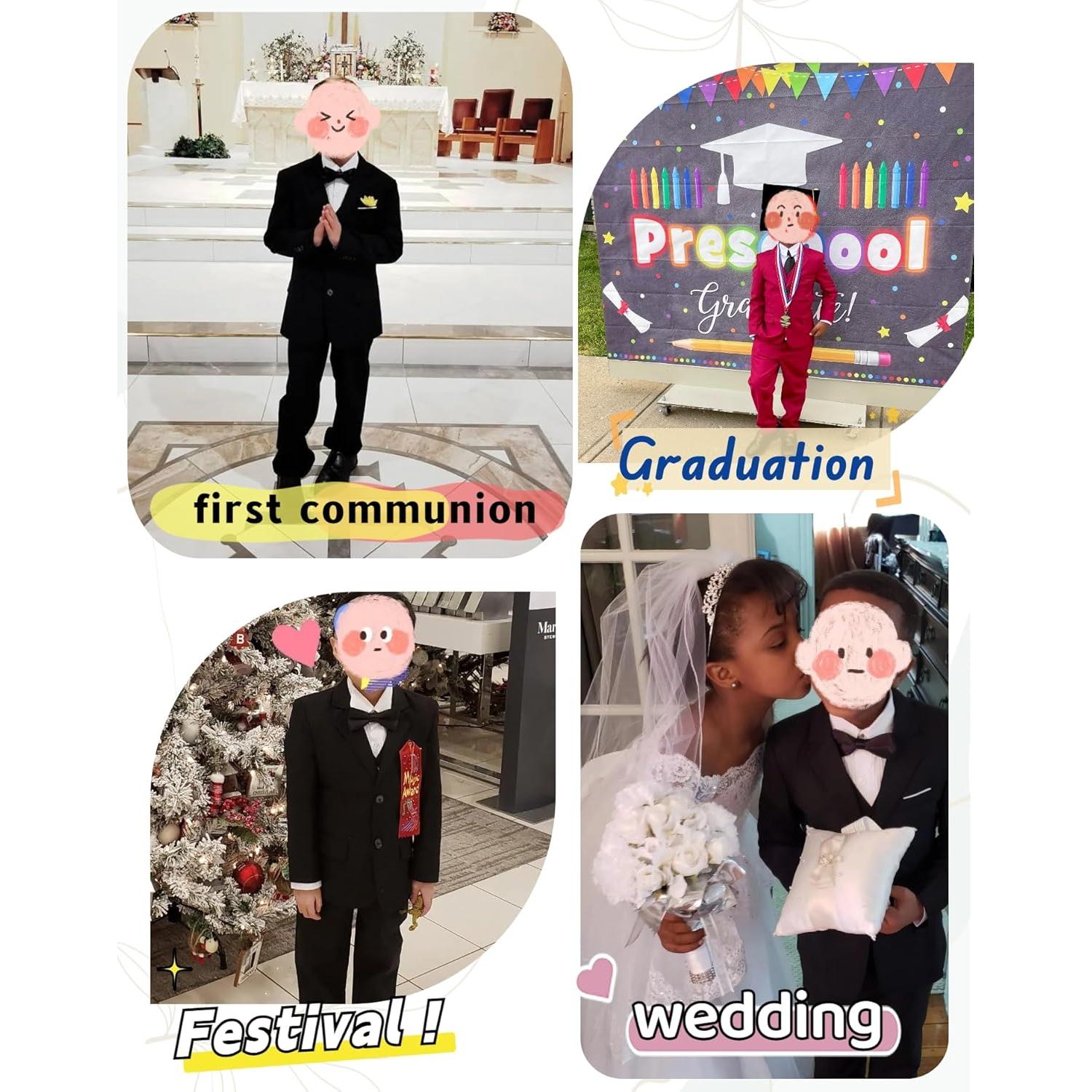 Traje Formal para Niños YuanLu Tuxedo 5 Piezas Ajuste Slim