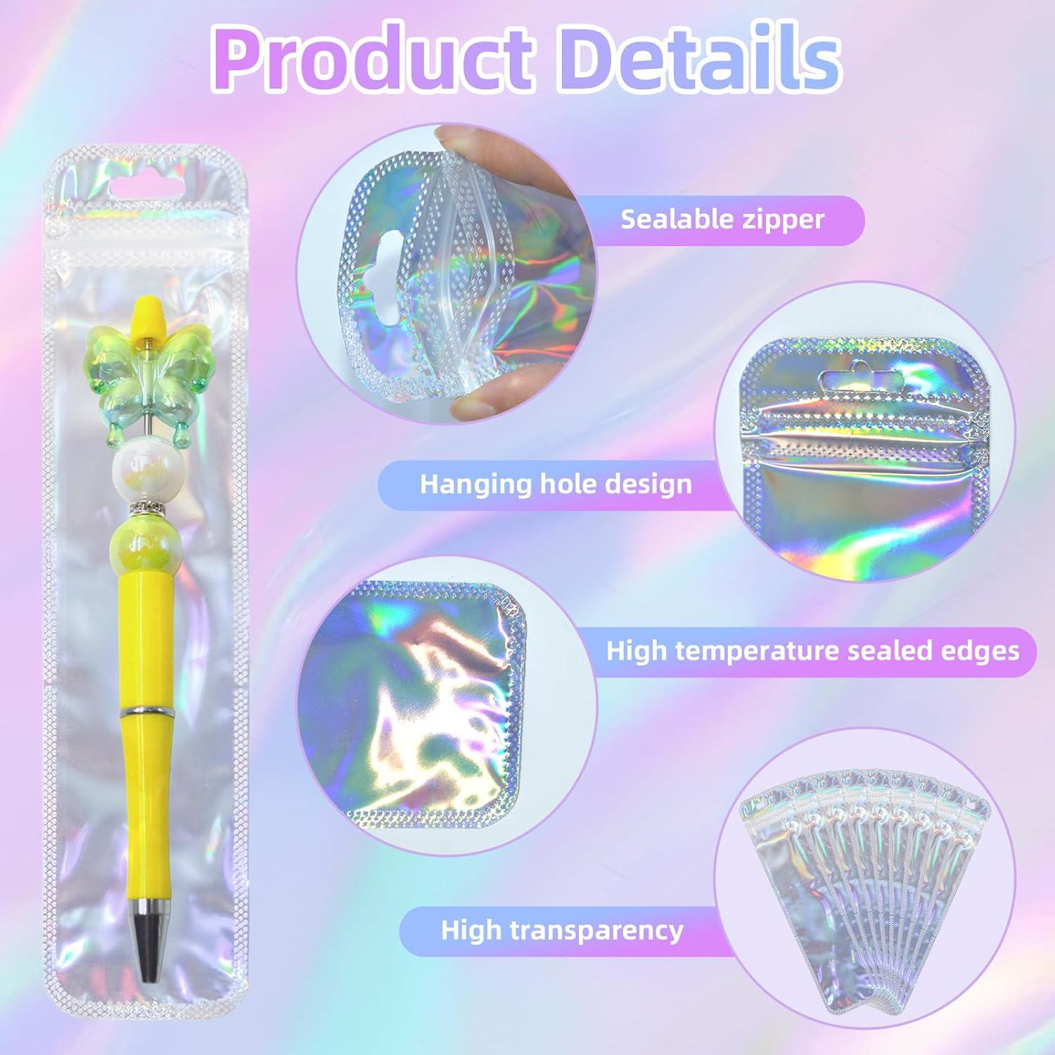 50 Bolsas Holográficas Mylar DASTTUIS 5.3x21.8cm Reutilizables