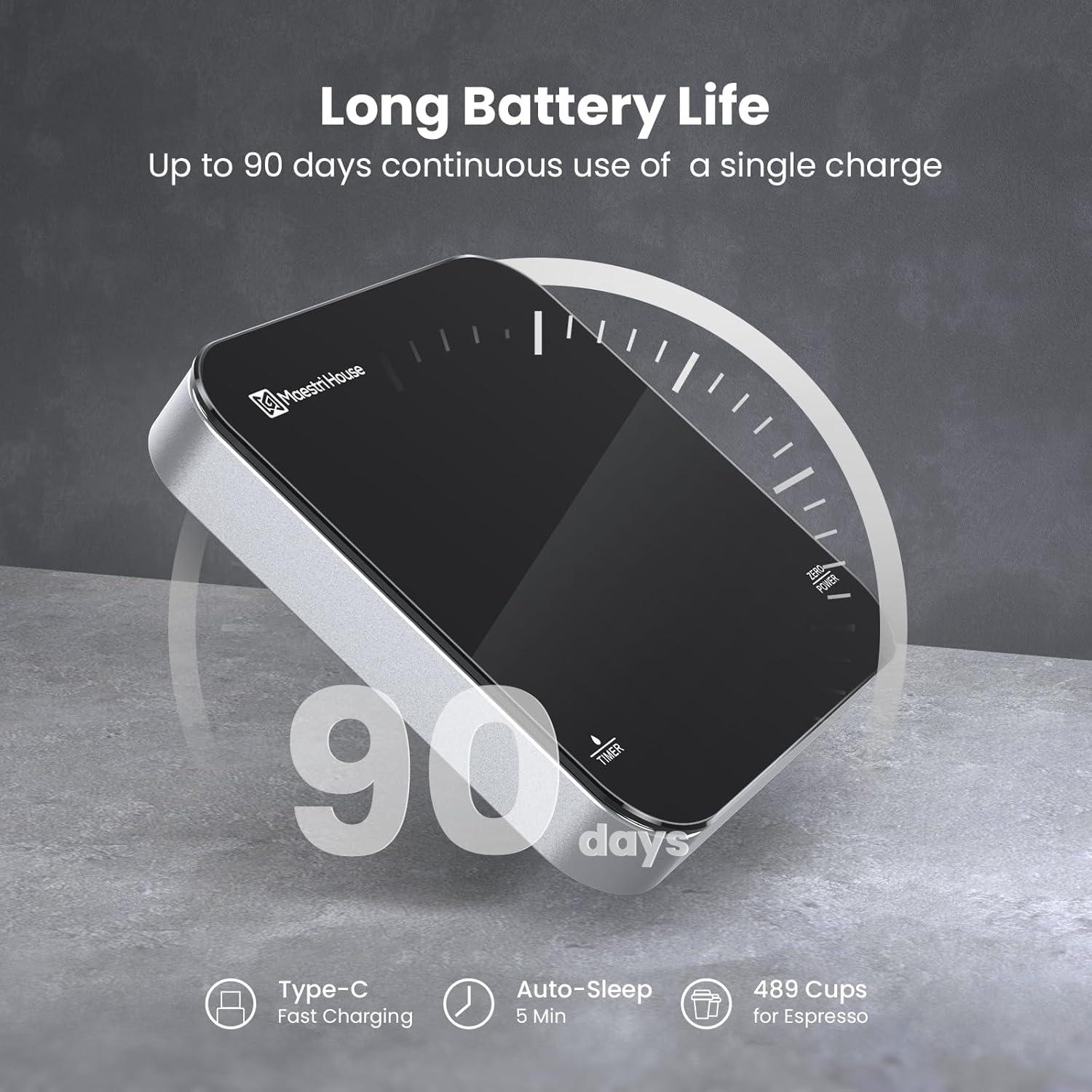 Báscula de café digital Maestri House 2kg/0.1g recargable