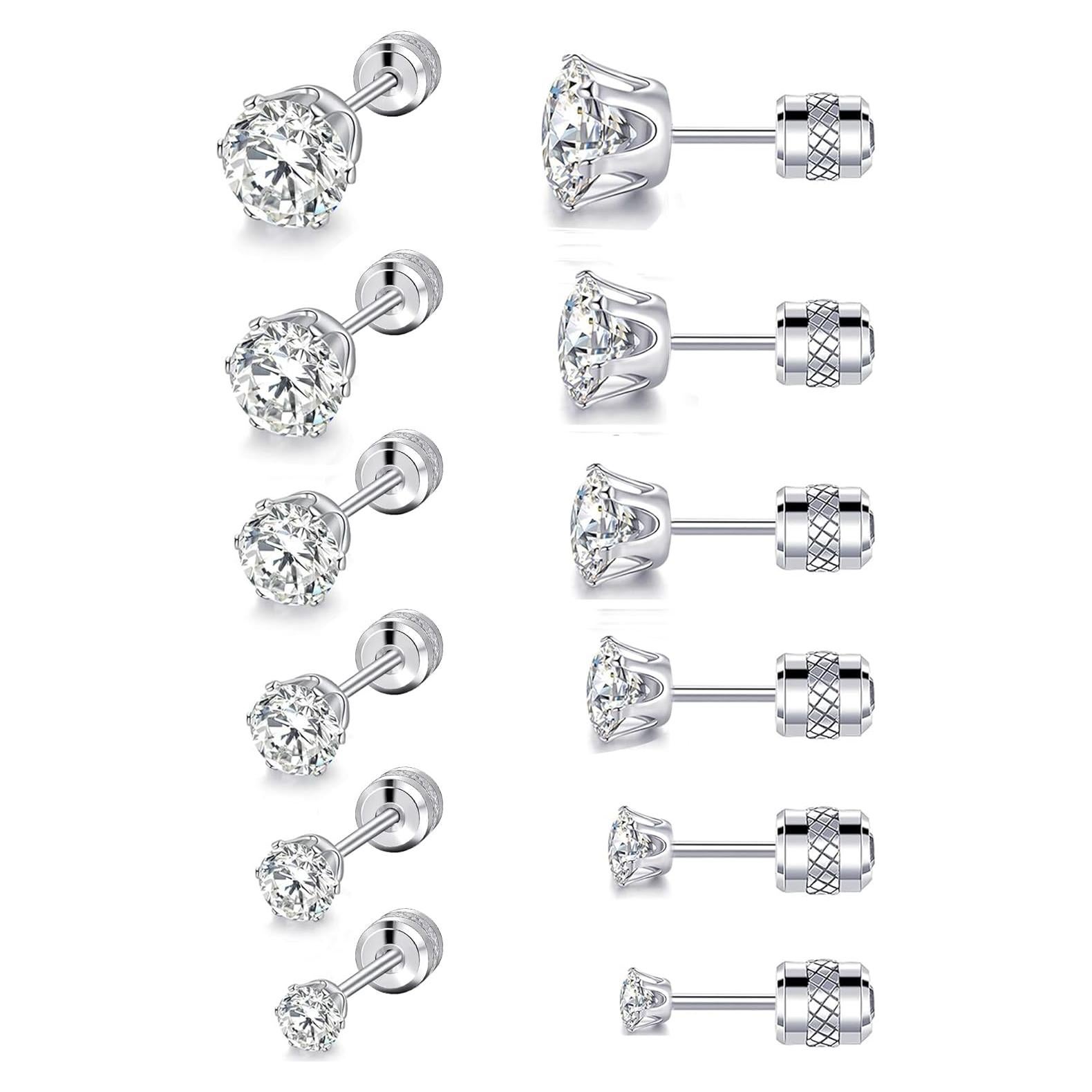 Aretes Hipoalergénicos VOLUKA Acero Inoxidable con Zirconia 8mm