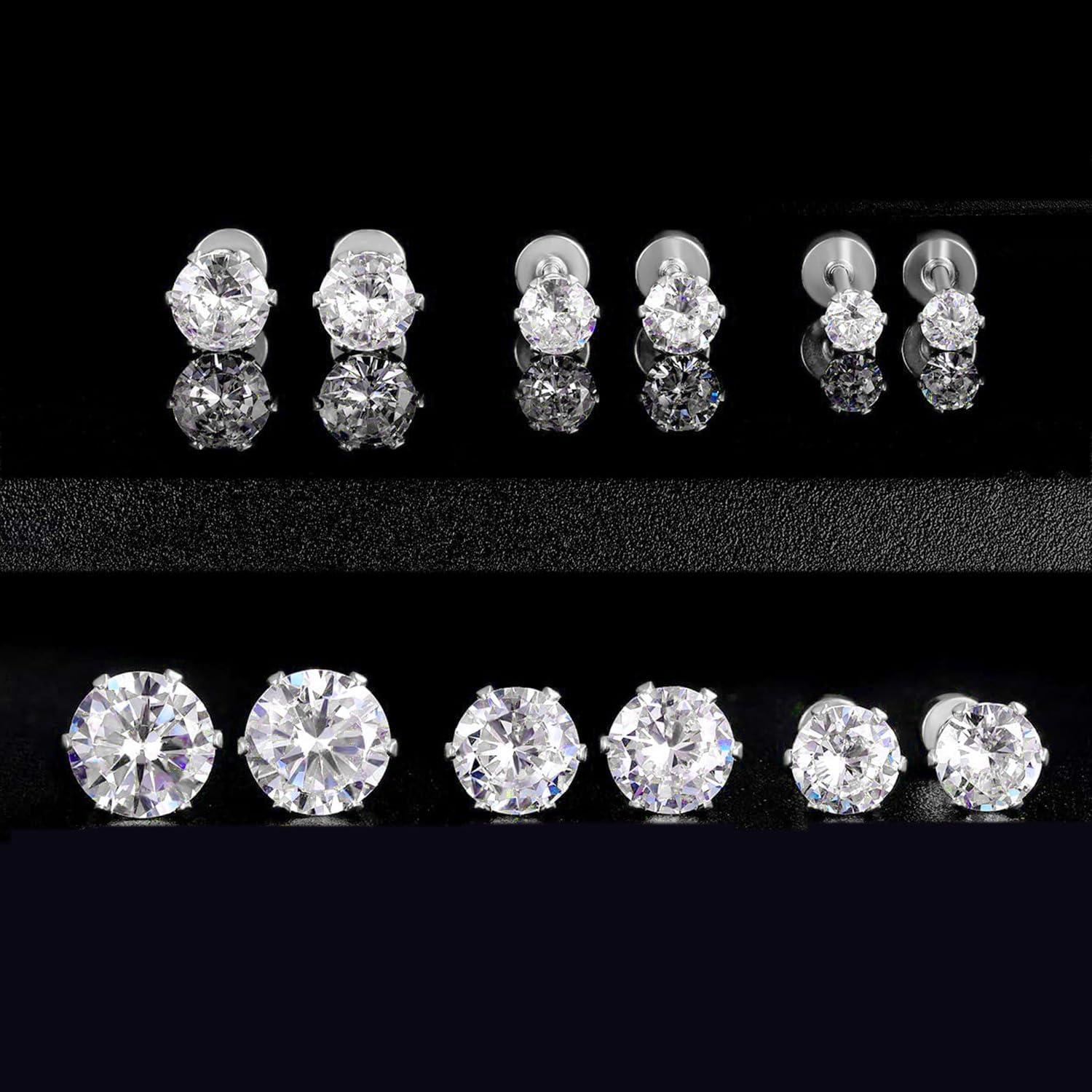 Aretes Hipoalergénicos VOLUKA Acero Inoxidable con Zirconia 8mm