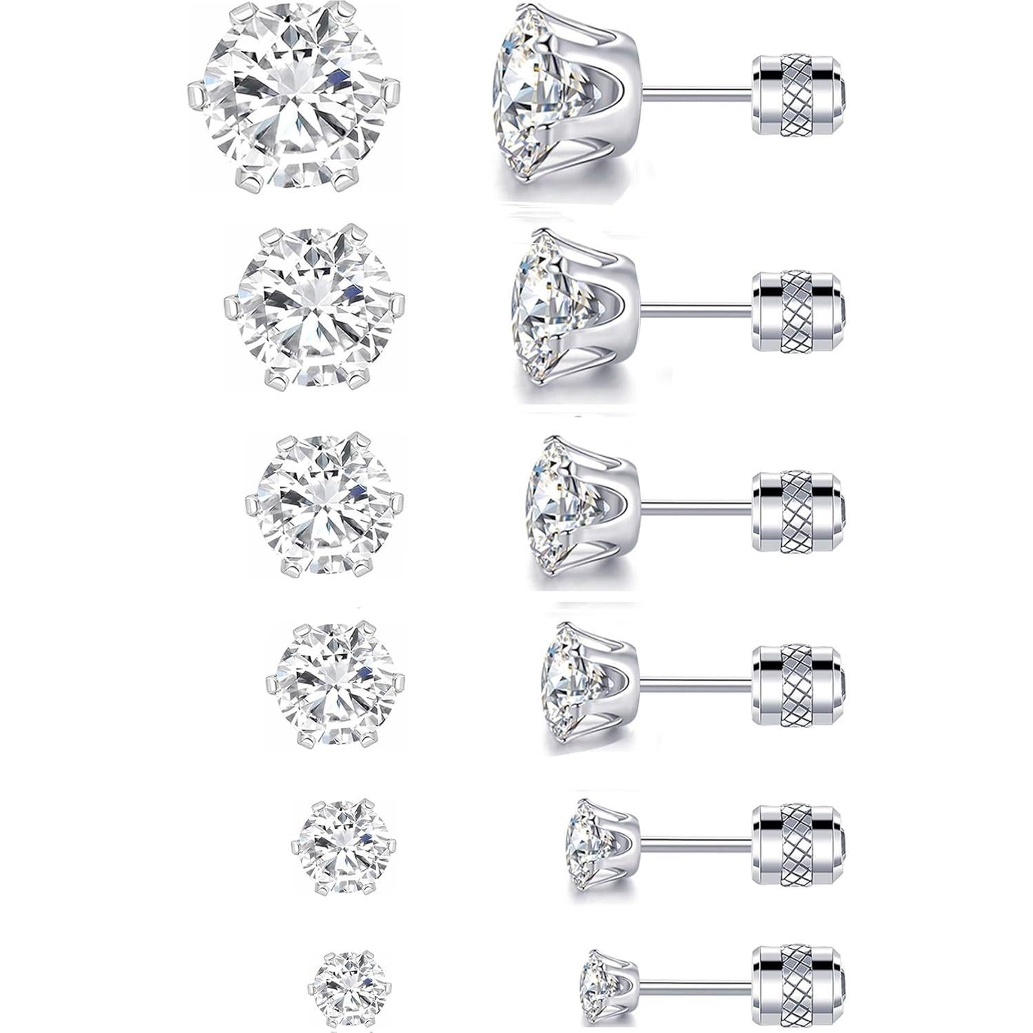 Aretes Hipoalergénicos VOLUKA Acero Inoxidable con Zirconia 8mm