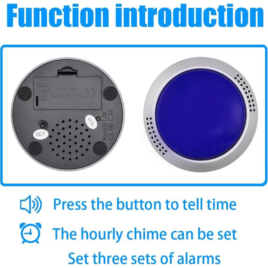 Reloj Hablante Digital LAKXIUL Azul y Plata para Ciegos