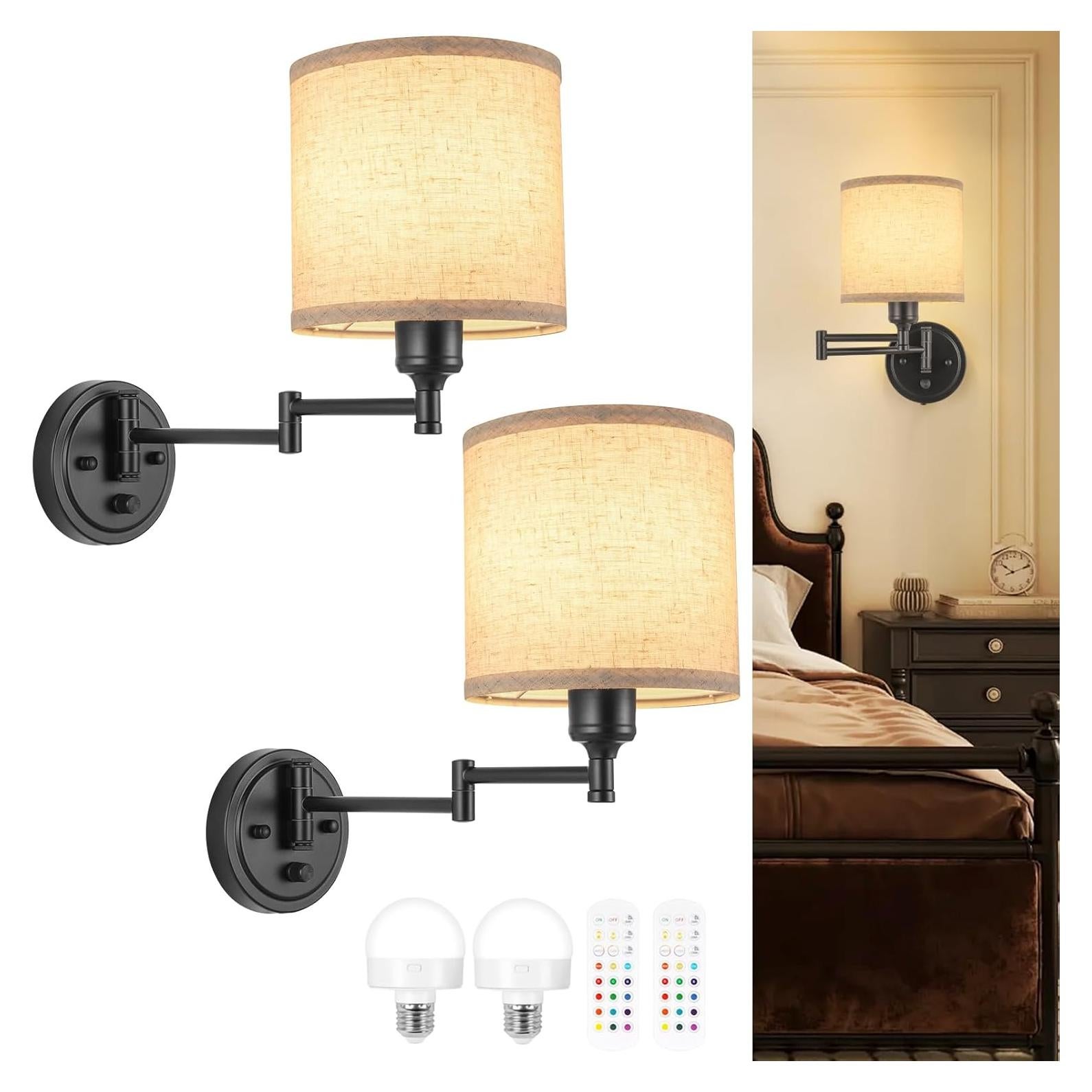 Aplique de pared recargable GOODATE BZ-DC, 15 colores, control remoto