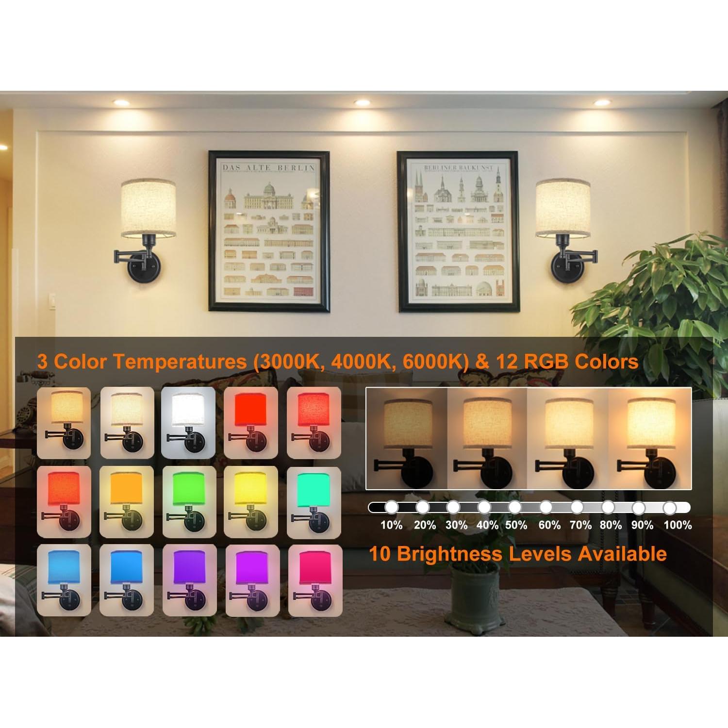 Aplique de pared recargable GOODATE BZ-DC, 15 colores, control remoto