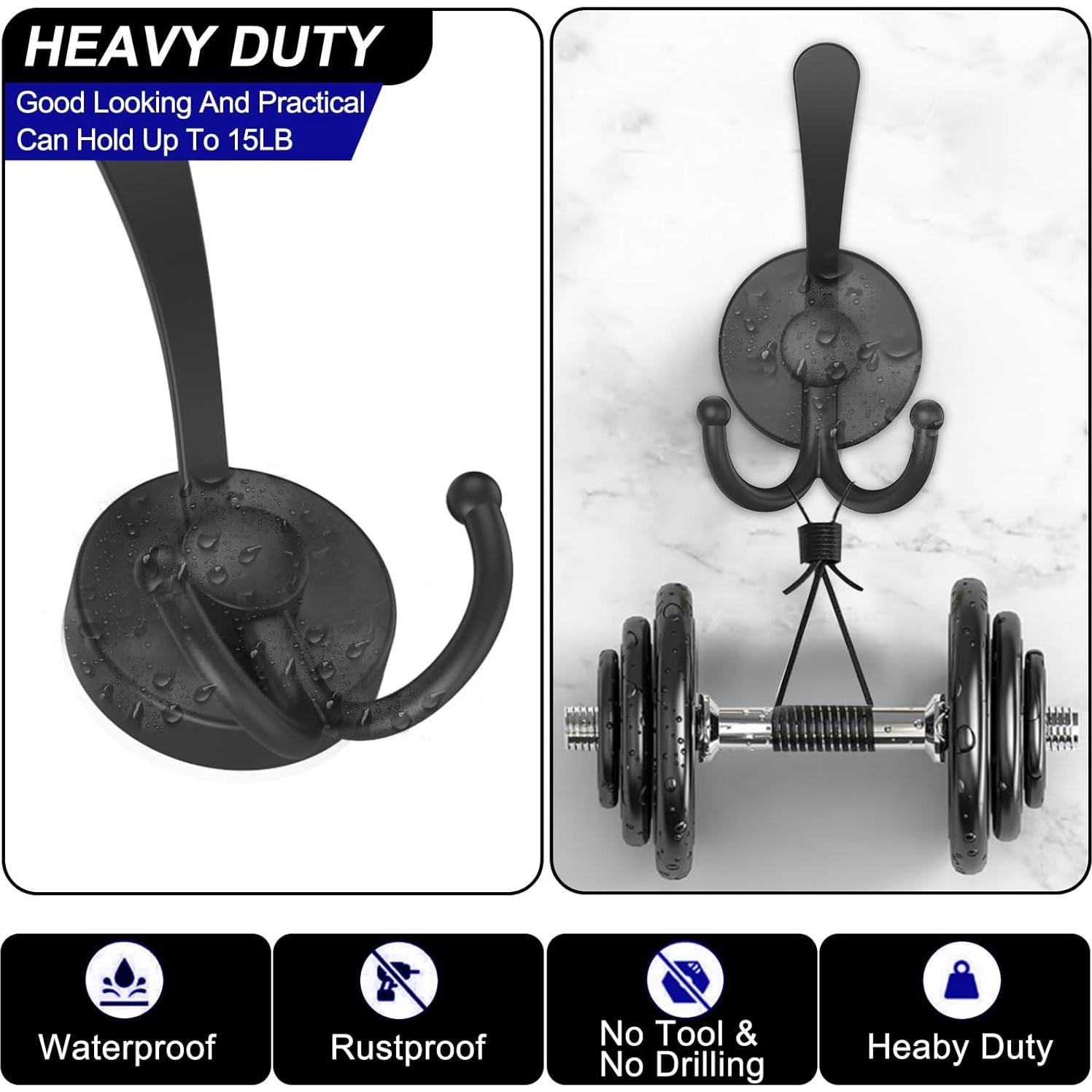 Ganchos de Ventosa Dobles Bntuk para Ducha - 2 Piezas, Negro