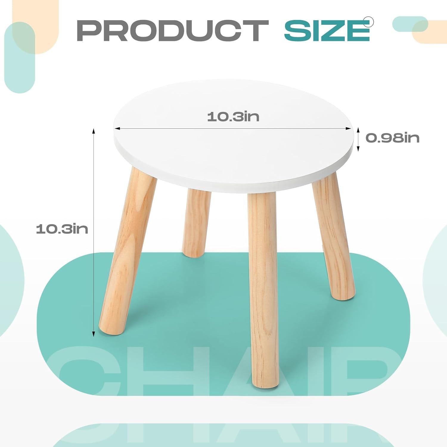 Taburete de Madera Wenqik para Niños - Paquete de 2 - Blanco