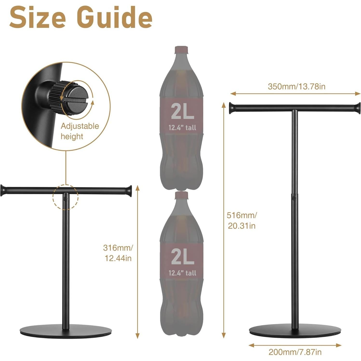 Soporte de Exhibición de Bolsos Niffgaff T Bar Ajustable Negro