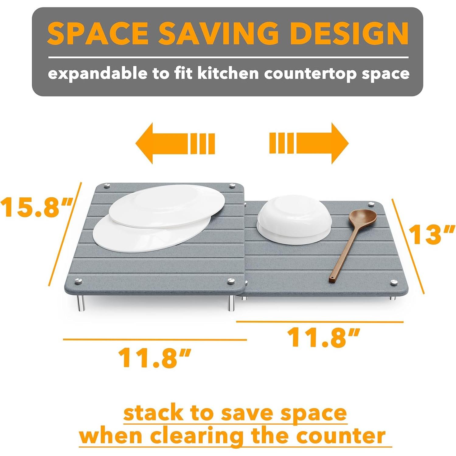 Alfombrillas de Secado de Platos SpaceAid 2 Piezas Diatomita Gris