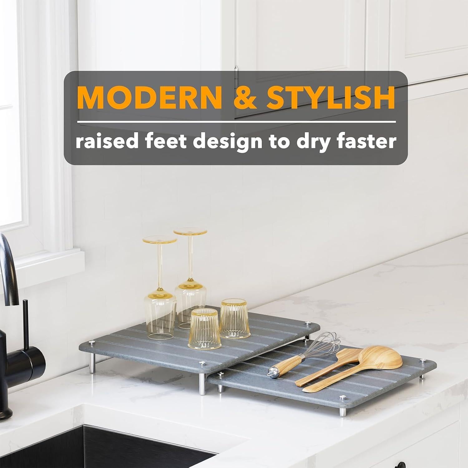 Alfombrillas de Secado de Platos SpaceAid 2 Piezas Diatomita Gris