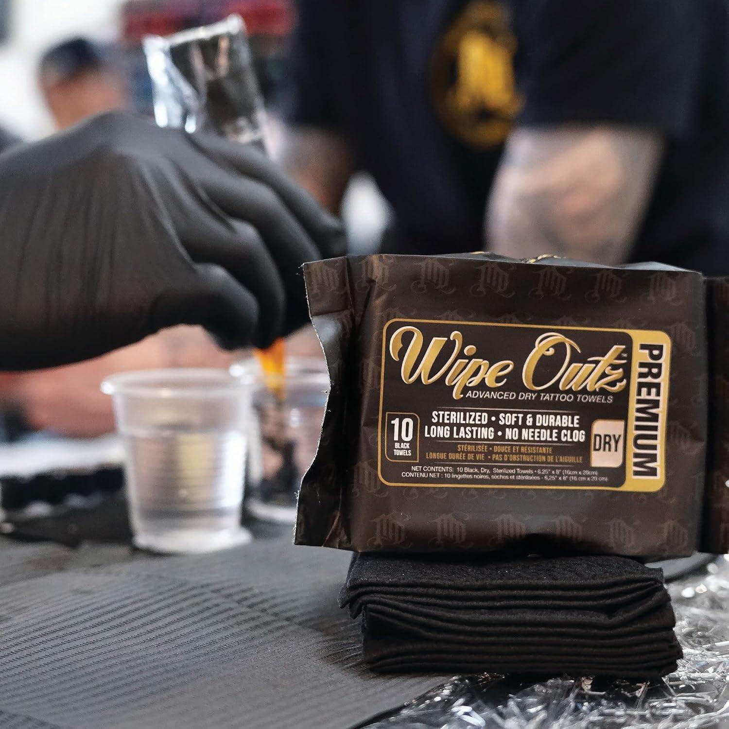Toallas Secas para Tatuajes Wipe Outz - 40 Unidades Negras