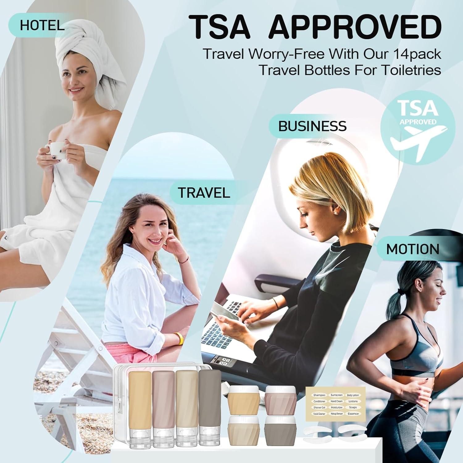 Set de 14 Botellas de Viaje Silevoler Silicona Aprobadas TSA