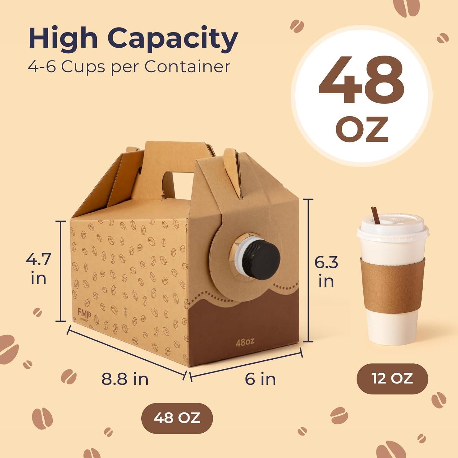 Paquete de 5 dispensadores de café desechables 48 oz con asa