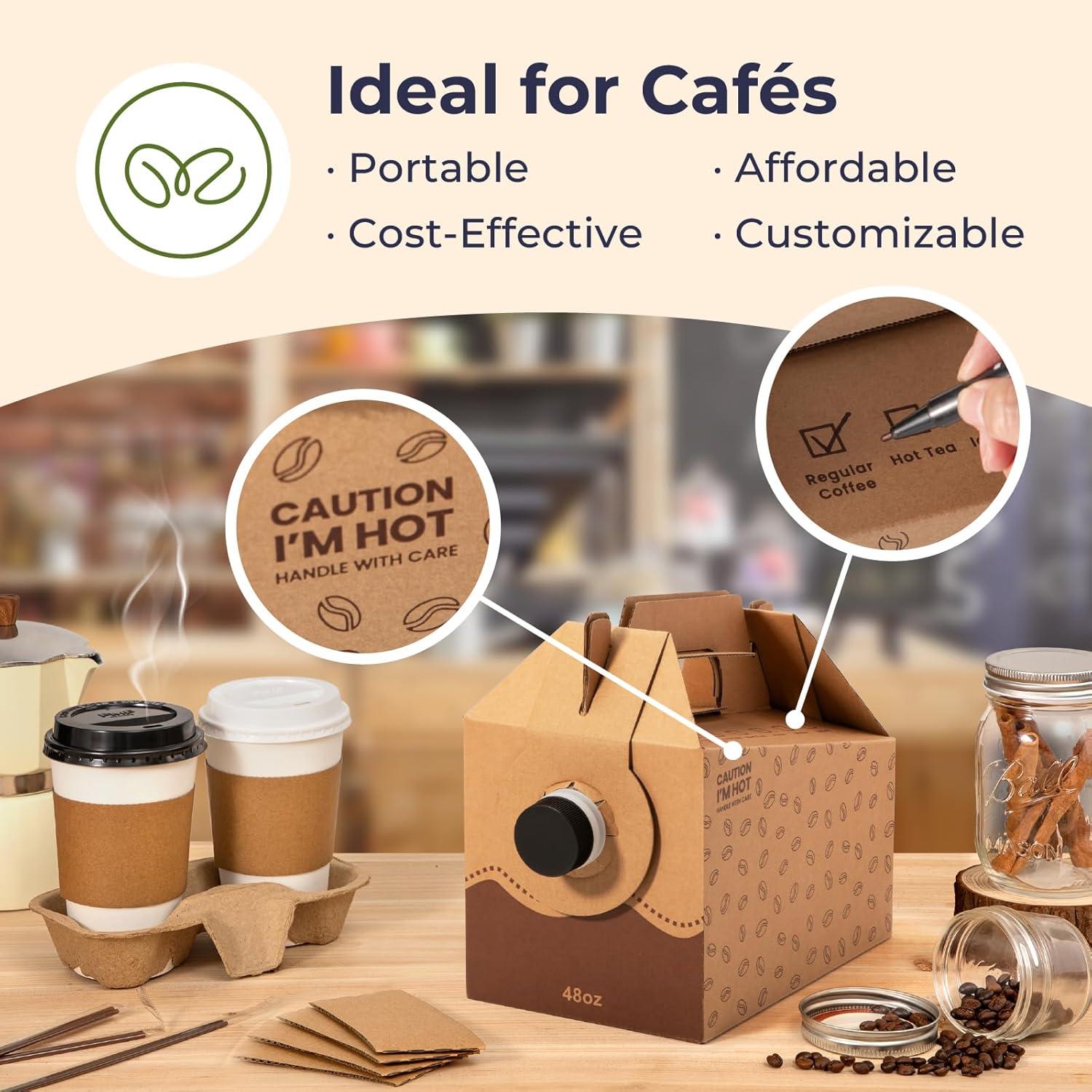 Paquete de 5 dispensadores de café desechables 48 oz con asa