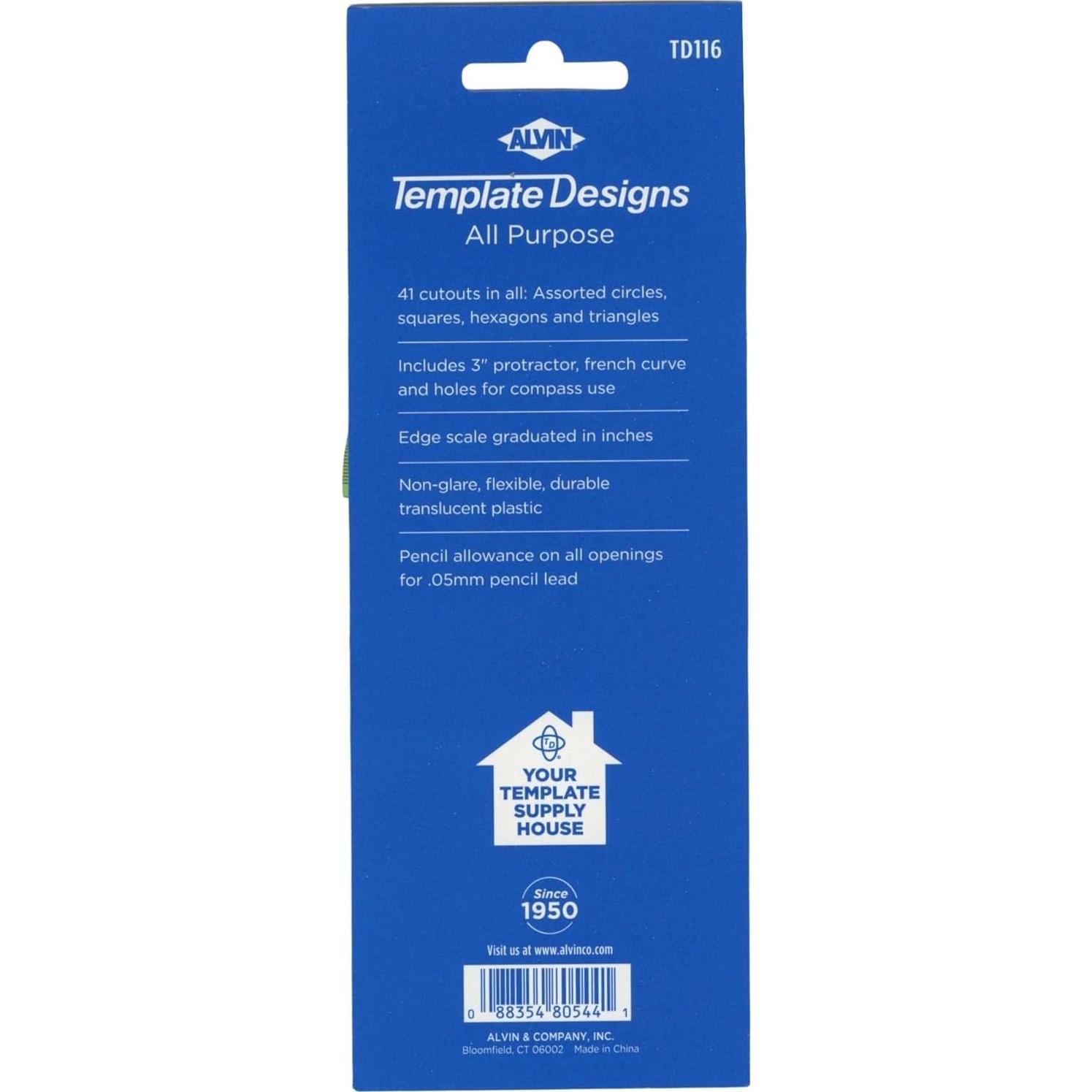 Plantilla de Dibujo ALVIN TD116 - Propósito General 20.83x7.62 cm