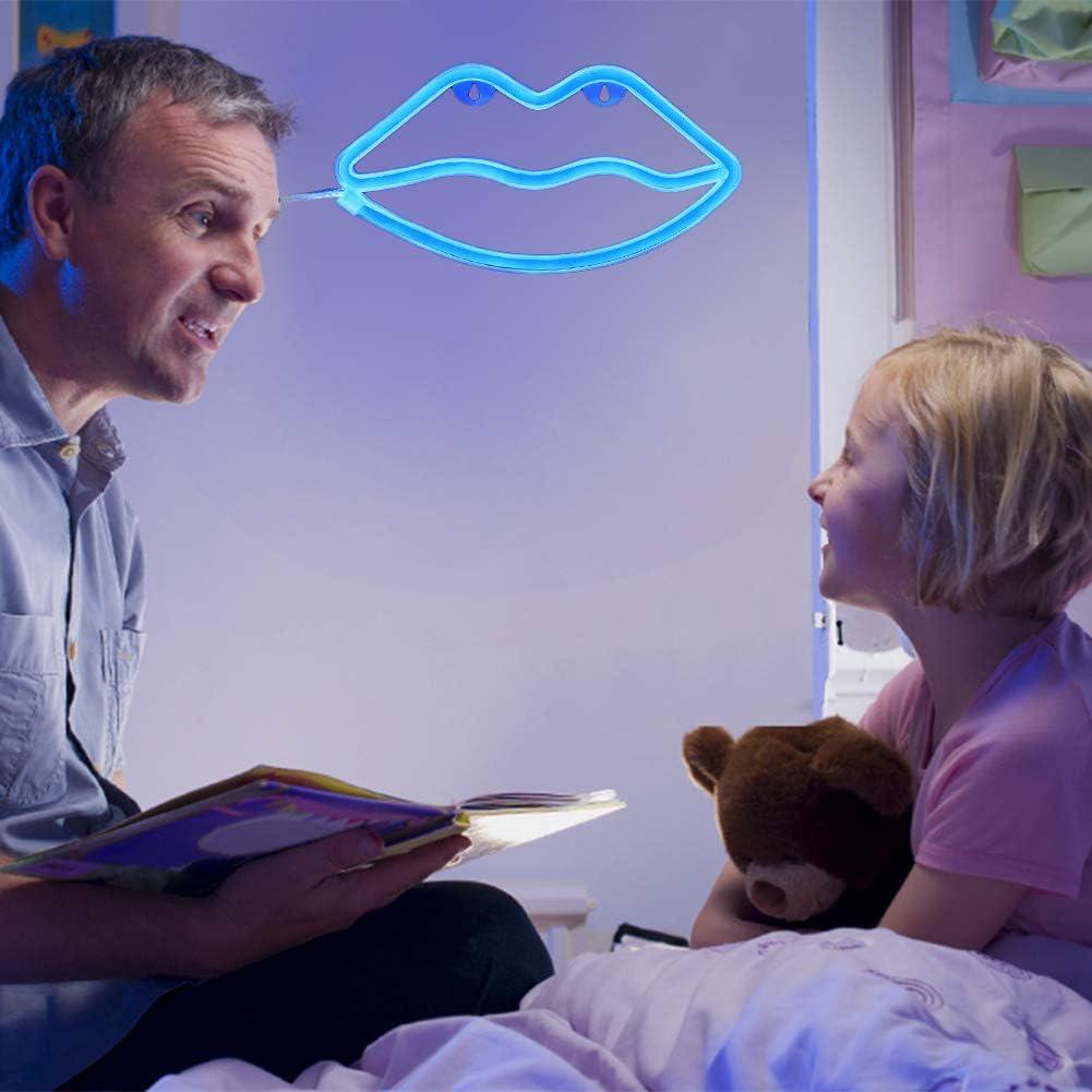 Luz de Neón LED Labio Azul Woohaha 27.5x14 cm Decorativa