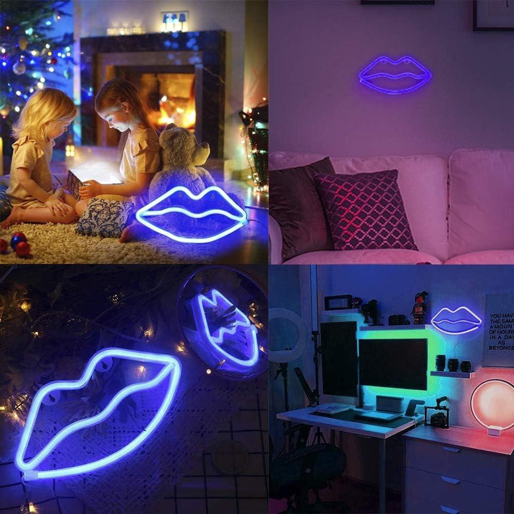Luz de Neón LED Labio Azul Woohaha 27.5x14 cm Decorativa