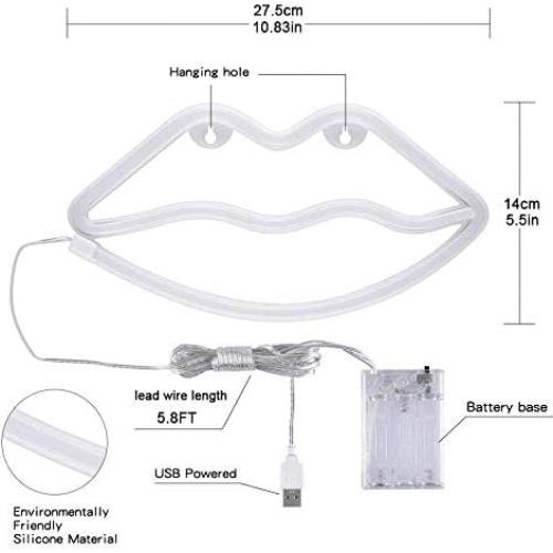 Luz de Neón LED Labio Azul Woohaha 27.5x14 cm Decorativa