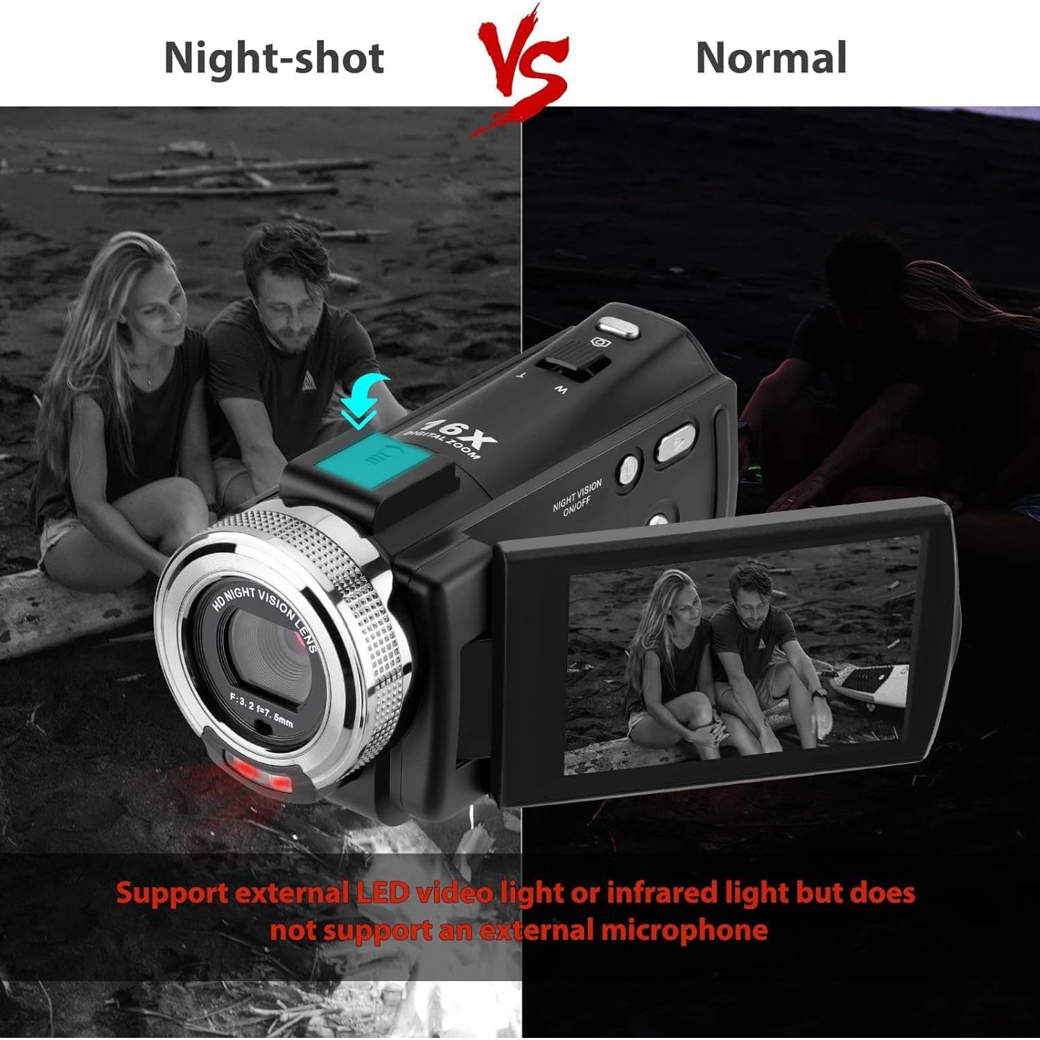 Cámara de Video Full HD 1080P DEGIPO HDV-P12 con Visión Nocturna