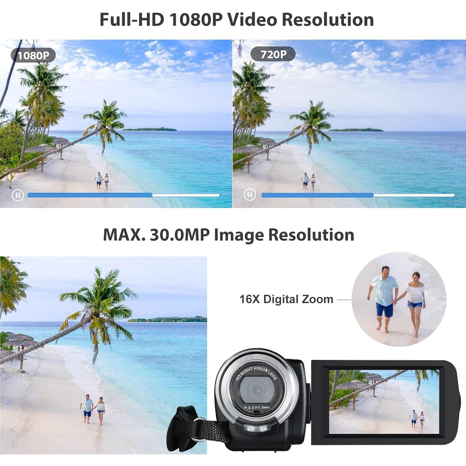 Cámara de Video Full HD 1080P DEGIPO HDV-P12 con Visión Nocturna