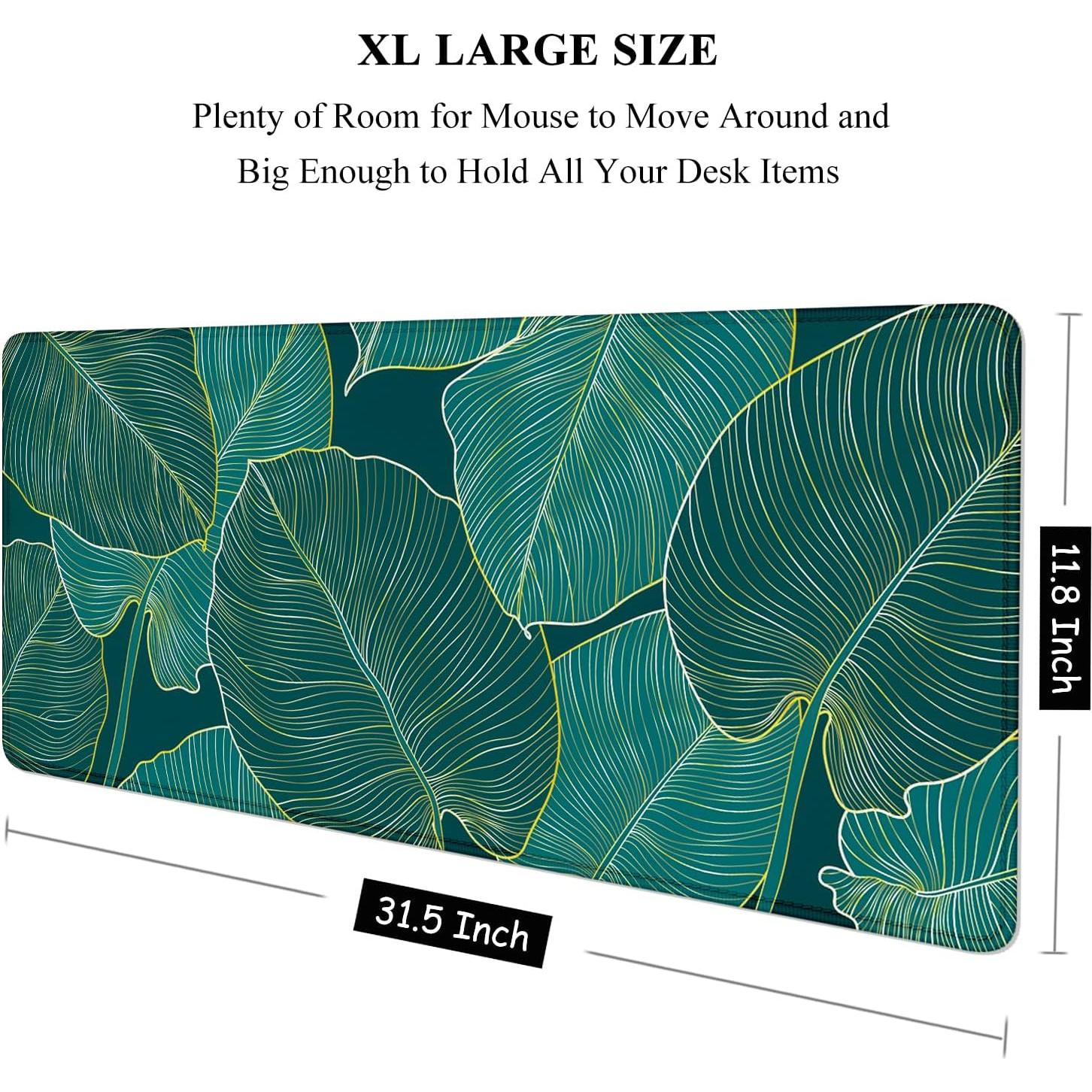 Alfombrilla de escritorio XL Auhoahsil 80x30 cm Hojas Tropicales