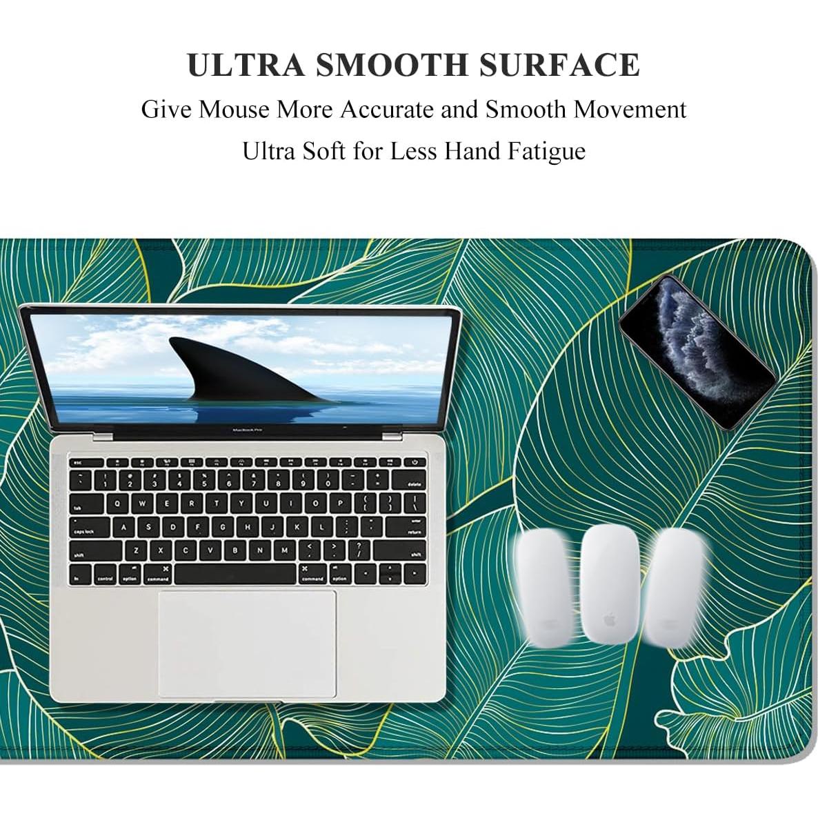 Alfombrilla de escritorio XL Auhoahsil 80x30 cm Hojas Tropicales