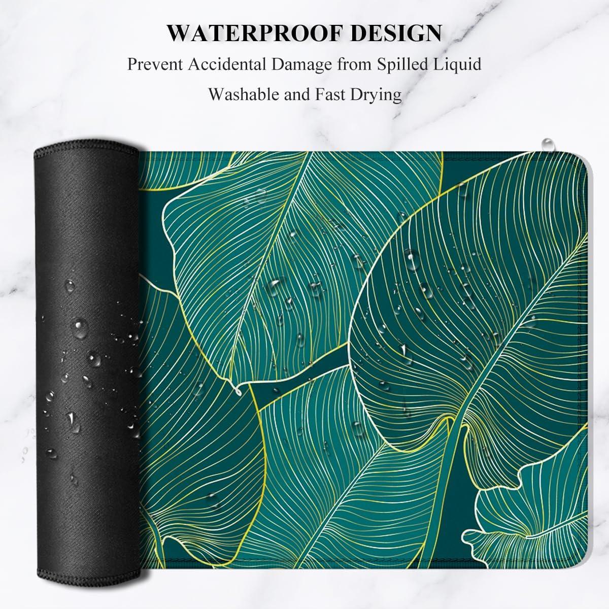 Alfombrilla de escritorio XL Auhoahsil 80x30 cm Hojas Tropicales