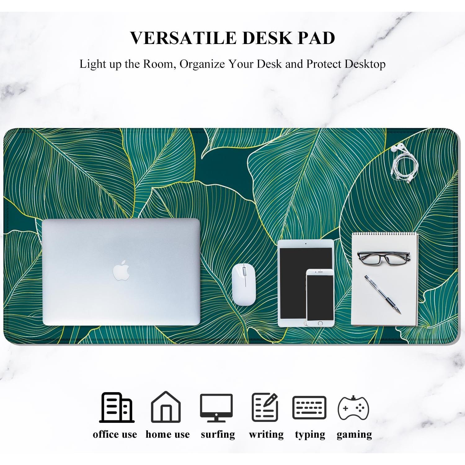 Alfombrilla de escritorio XL Auhoahsil 80x30 cm Hojas Tropicales