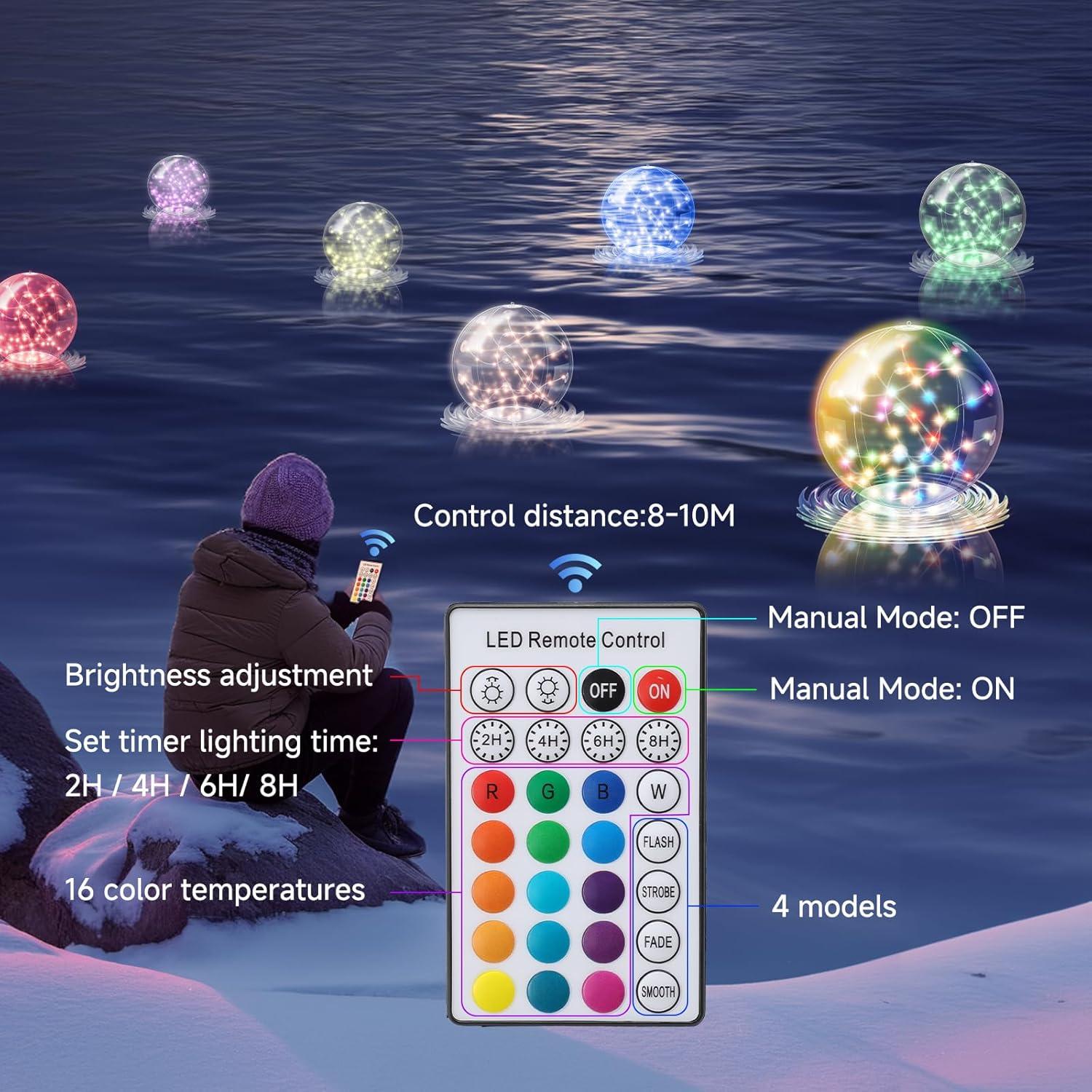 Paquete de 2 Luces Flotantes Solares Arckiguana RGB 35.56 cm