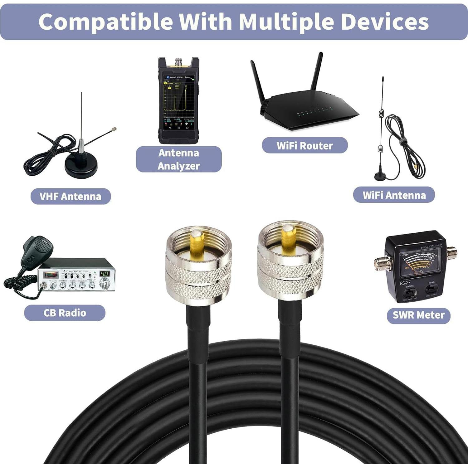 Cable Coaxial Superbat KSR240 3 pies PL-259 UHF Macho