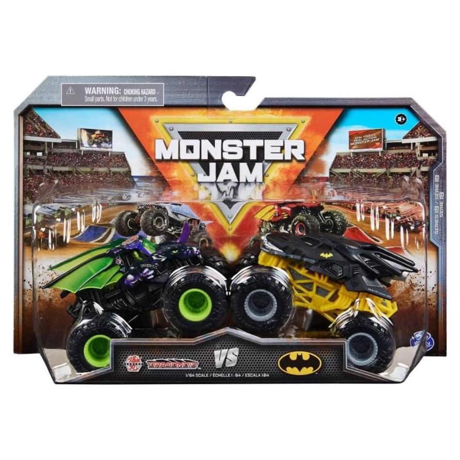 Paquete Doble Monster Jams Dragonoid vs Batman 1:64