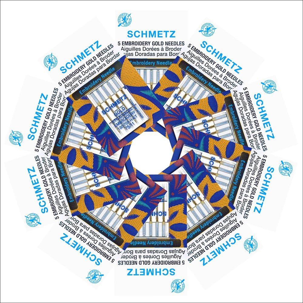Agujas de Bordado SCHMETZ Gold 75/11 Titanio - 10 Piezas