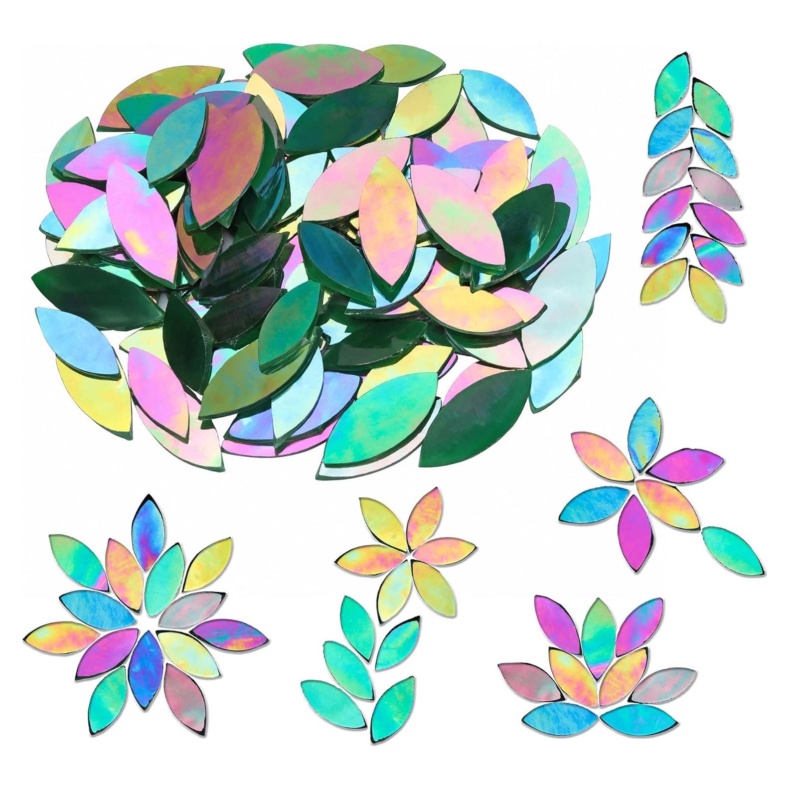 Yoption Azulejos de Mosaico de Vidrio Iridiscente 100 Piezas