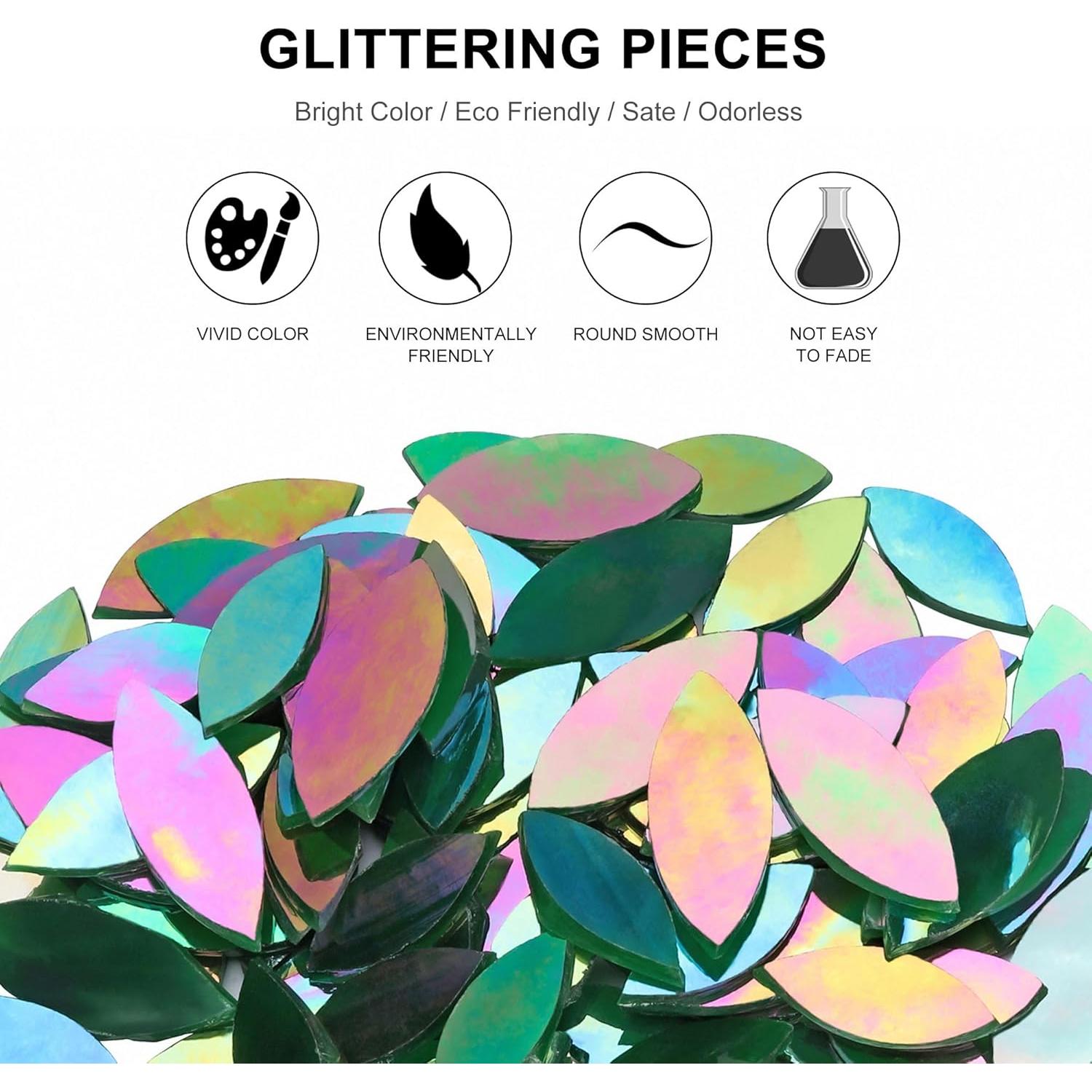 Yoption Azulejos de Mosaico de Vidrio Iridiscente 100 Piezas